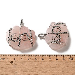 Pendenti avvolti in filo di rame al quarzo rosa naturale&nbsp;G-K338-07P-03