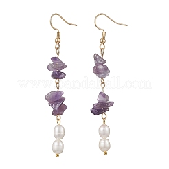 Boucles d'oreilles pendantes en acier inoxydable 304 avec perles de culture d'eau douce naturelles&nbsp;EJEW-JE06536-02