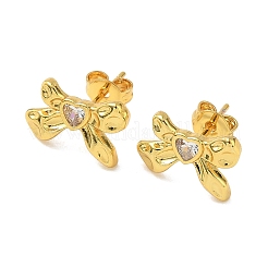 Boucles d'oreilles à tige en laiton micro pavé de zircones cubiques transparentes&nbsp;EJEW-A145-02B-G