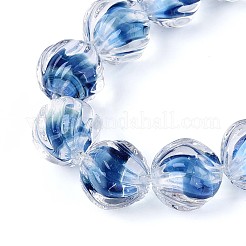 Strukturierte innere Blume handgefertigte Bunte Malerei-Perlen&nbsp;LAMP-T024-07B