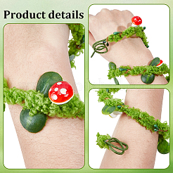 Bracelet de bras en rotin avec guirlande de fleurs en plastique et en fer&nbsp;AJEW-GF0014-06
