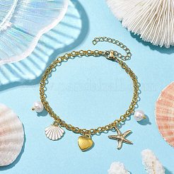 Bracciali a catena rolo con perle naturali e ferro&nbsp;BJEW-JB10364