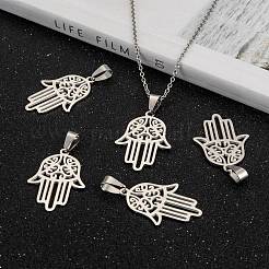Ciondoli in acciaio inossidabile 304 mano di hamsa/mano di fatima/mano di miriam anti-ossidazione&nbsp;X-STAS-F016-18P