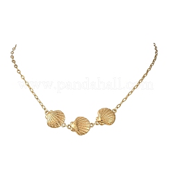 Halskette mit muschelförmigem Anhänger aus Edelstahl 304 für Damen&nbsp;NJEW-JN06311-02