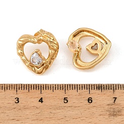 Boucles d'oreilles puces en acier inoxydable 304 et zircon cubique pour femmes&nbsp;SA-CBAF36C-06B-G