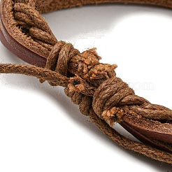 Bracelets multi-brins triple couche réglables en cuir PU et cordons cirés&nbsp;BJEW-F468-14