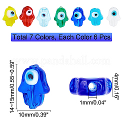 42 Stück 7 Farben handgemachte Stränge mit bösem Blick aus Bunte Malereiperlen&nbsp;LAMP-NB0001-48