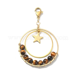 Decorazione pendente con perline di pietre preziose avvolte in filo&nbsp;HJEW-TA00061
