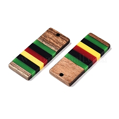 Pendentifs en résine époxy de couleur jamaïcaine et bois de noyer&nbsp;RESI-N039-122K
