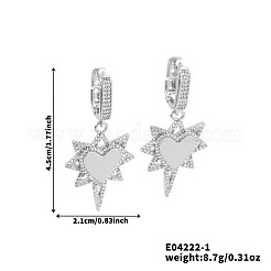 Orecchini a cerchio in ottone con stella e cuore in zirconia cubica trasparente&nbsp;LS5969-1