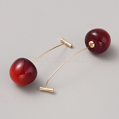 Rote Kirschbaum-Ohrstecker aus Kunstharz&nbsp;EJEW-SZC0003-01G