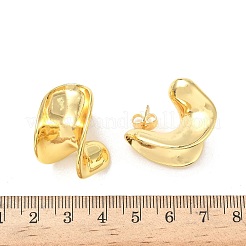 Orecchini a bottone ovali curvi in ottone&nbsp;EJEW-F389-03G
