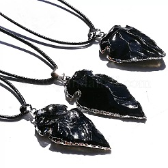 Collares con colgante de punta de flecha de obsidiana negra natural en bruto&nbsp;LS-CV2982-2