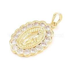 Ciondoli religiosi in ottone micro pavé con zirconi cubici trasparenti&nbsp;KK-D258-38G-05