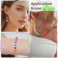 800 pièce de 2 styles de perles acryliques à thème croisé&nbsp;MACR-PA0001-45C