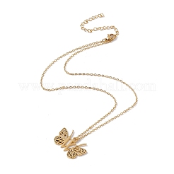 Lettera iniziale con collana pendente a farfalla&nbsp;NJEW-C026-01G-W