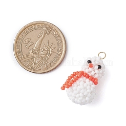 Schneemann-Anhänger aus Glasperlen&nbsp;PALLOY-MZ01007-05