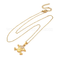 Collares colgantes de calavera con rhinestone de cristal de acero inoxidable 304&nbsp;NJEW-Z057-03B-G