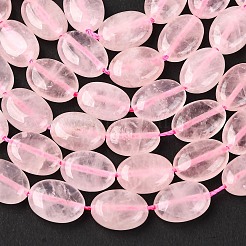Natürlichen Rosenquarz flachen ovalen Perle Stränge&nbsp;G-M206-28