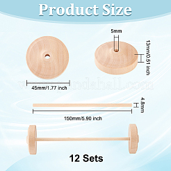 Unfertige Fahrzeugräder aus Schima-Holz und Stangensets aus Birkenholz&nbsp;DIY-WH0308-326B