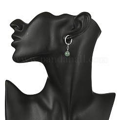 Boucles d'oreilles créoles rondes en pierres naturelles mélangées&nbsp;EJEW-JE06593