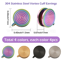 16 Stück 4 Farben 304 Edelstahl Vortex Manschette Ohrringe&nbsp;EJEW-SC0001-86
