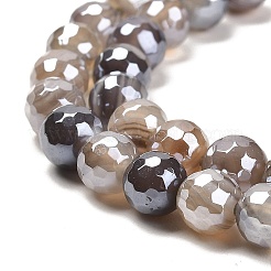 Brins de perles rondes en agate du Botswana naturelle galvanisée&nbsp;G-L598-A03-01