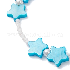 Braccialetti con perline di vetro e stella in conchiglia bianca naturale per donna&nbsp;BJEW-JB13282