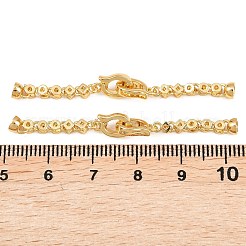 Micro pavé di ottone trasparente cubic zirconia piegato su fermagli&nbsp;KK-U059-64G
