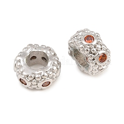 Perles européennes en laiton micro-pavé de zircon cubique orange&nbsp;CU-CBAB99C-03P