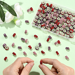 120 Stück 3 Farben Polymer Clay Strass europäische Großlochperlen mit silberfarben plattierten Messingkernen&nbsp;FPDL-LT0001-01B