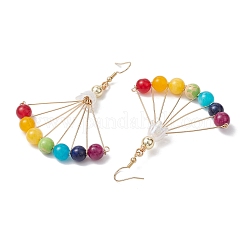 4 par de pendientes colgantes de piedra mixta natural y sintética de 4 estilos&nbsp;EJEW-JE06140