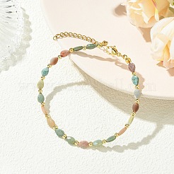 Tropfenförmige Armbänder aus natürlichem Alashan-Achat und Messingperlen für Damen&nbsp;BJEW-JB13960-02