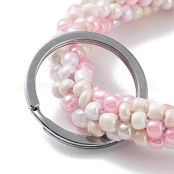 Llavero de muñeca con pulsera de cuentas de vidrio&nbsp;AJEW-Z018-01D