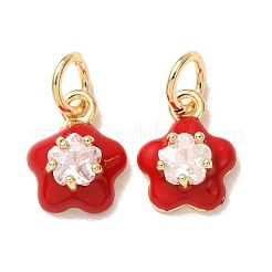 Micro pavé di zirconi chiari in ottone con charms smaltati&nbsp;CU-K002-53G-M