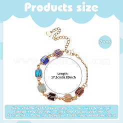 2 Stück Gliederarmbänder aus natürlichen Edelsteinperlen für Frauen&nbsp;BJEW-UN00021