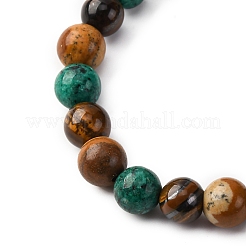 12 costellazione naturale occhio di tigre e diaspro dipinto e agata e onice nero braccialetti elastici con perline rotonde per uomo e donna&nbsp;WGB9E7C-03