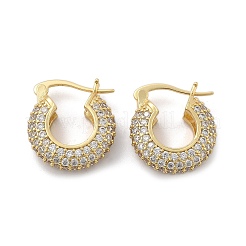 Boucles d'oreilles créoles en laiton zircon cubique micro pavé&nbsp;EJEW-C502-08G