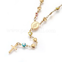 Collane con rosario in acciaio inossidabile 304&nbsp;NJEW-E133-03G