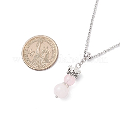 Colliers faits à la main en perles de verre avec pendentif prince et couronne en acier inoxydable 304 pour femmes&nbsp;NJEW-JN05447-01