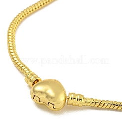 Bracelets à chaîne serpent ronde de style européen en laiton plaqué cœur de 2.5 mm pour la fabrication de bijoux&nbsp;BJEW-B106-17G