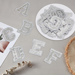 26 Stück Buchstaben a~z Glitzerpulver mit Pailletten zum Aufnähen auf Stoffflicken&nbsp;PATC-MA0001-54B