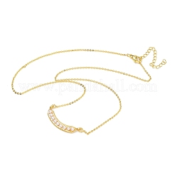 Colliers avec pendentif en laiton et imitation perle en plastique ABS en forme de cosse de pois&nbsp;NJEW-P347-01G