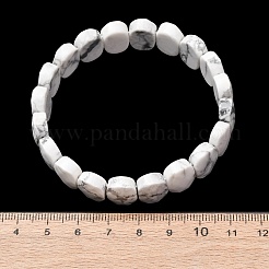 Pulseras elásticas de cuentas facetadas de howlita natural para mujer&nbsp;BJEW-K251-07S