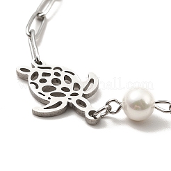 Bracciale a maglie in acciaio inossidabile 304 con catene di perle ccb per donna&nbsp;BJEW-C025-08