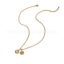 Collana da donna con doppio pendente a sfera rotonda in ottone con pavé di zirconi cubici trasparenti.&nbsp;WG4A742-01