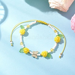 Armbänder aus geflochtenen Glasperlen und Harzperlen für Damen&nbsp;BJEW-MZ00237-01