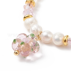 Braccialetto di fascino del fiore di lume&nbsp;BJEW-TA00177-03