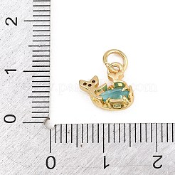 Breloques en laiton serties de micro-pavés de zircon cubique bleu ciel&nbsp;KK-E798-11G
