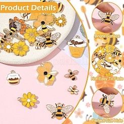 24 pièces 12 styles pendentifs en émail en alliage plaqué or clair&nbsp;ENAM-YW0006-33